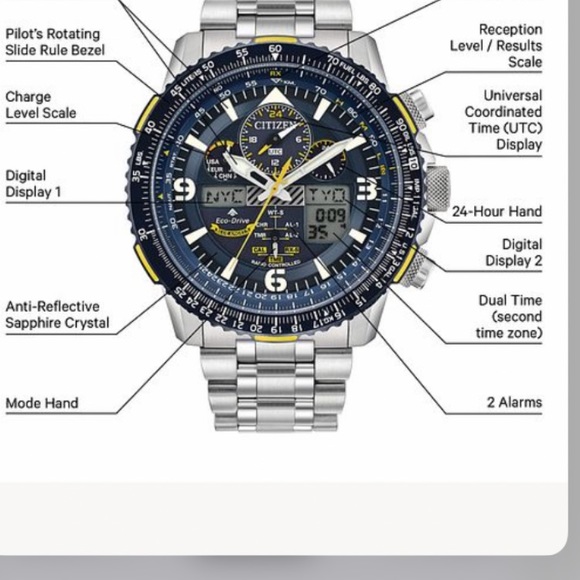 Men’s Citizen watch.  Citizen Blue Skyhawk Angels Watch - Picture 8 of 10